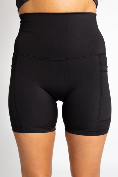 Premium Ultra High Waist 6" Bike Shorts - Black - Noosa Active